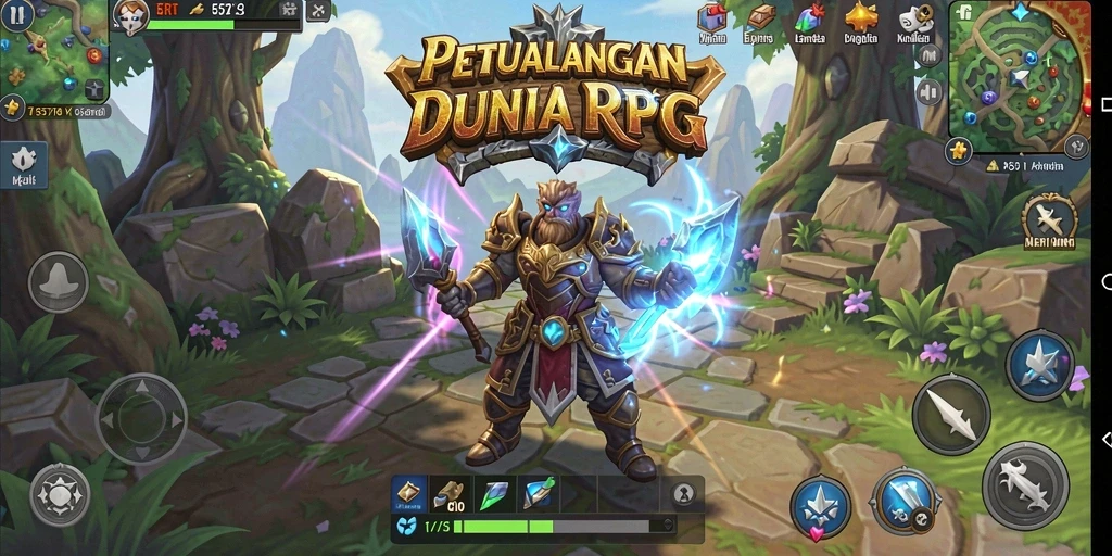 Gameplay petualangan RPG seru di 55RT, penuh warna dan tantangan.