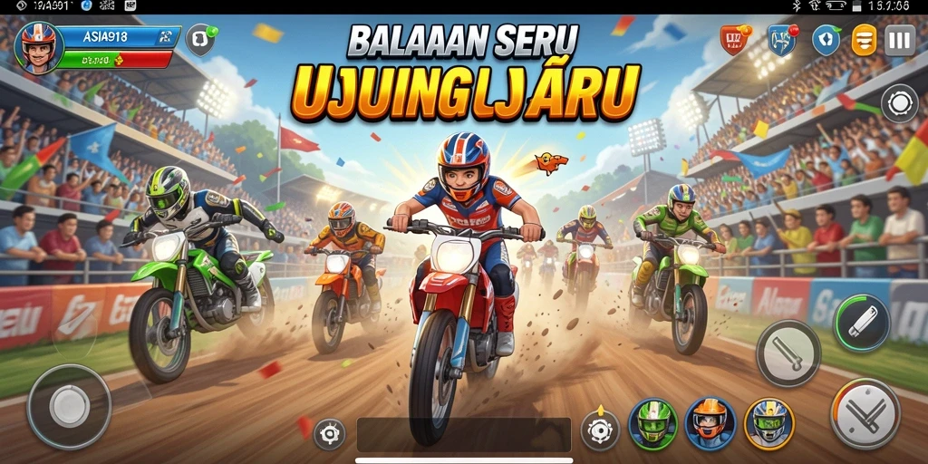 Screenshot menampilkan aksi balapan cepat di ASIA918.