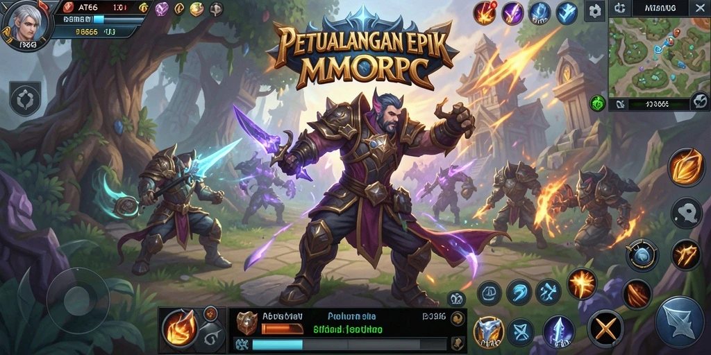 Tangkapan layar AT866 menampilkan aksi pertempuran antara pemain dan monster epik.