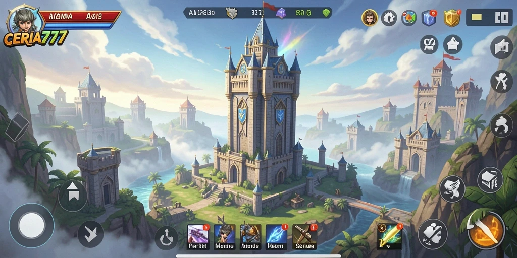 Tangkapan layar menunjukkan aksi seru dalam permainan Tower Defense.