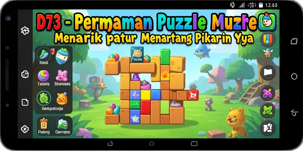 Tampilan gameplay D73 yang penuh warna dan menantang.