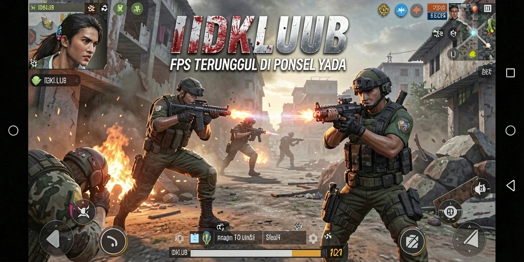 Gameplay intens IDKLUB dengan aksi pertempuran FPS yang seru.