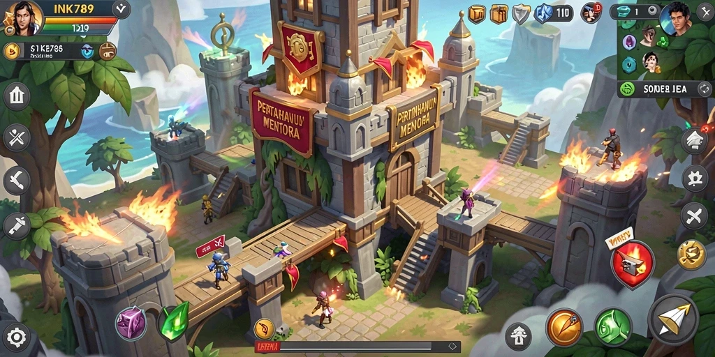 Tangkapan layar gameplay menara pertahanan yang mendebarkan di INK789.
