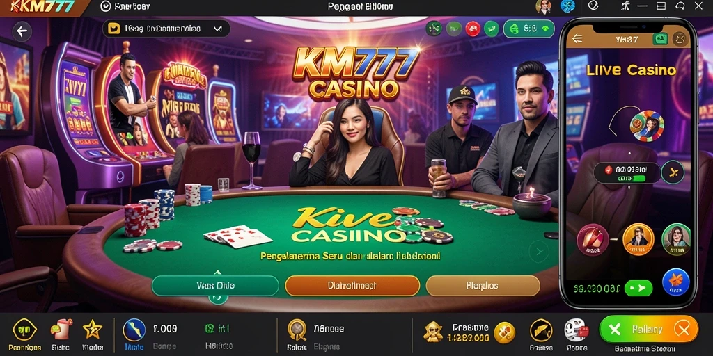 Screenshot menampilkan dealer profesional dan pemain aktif dalam permainan Live Casino.