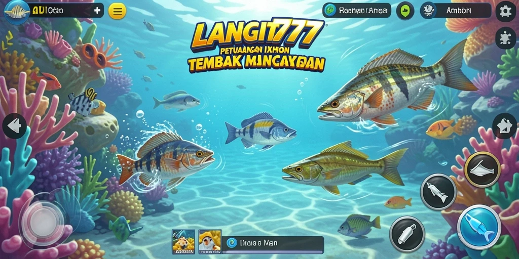 Screenshot LANGIT777 menampilkan aksi menembak ikan yang memukau di bawah laut.