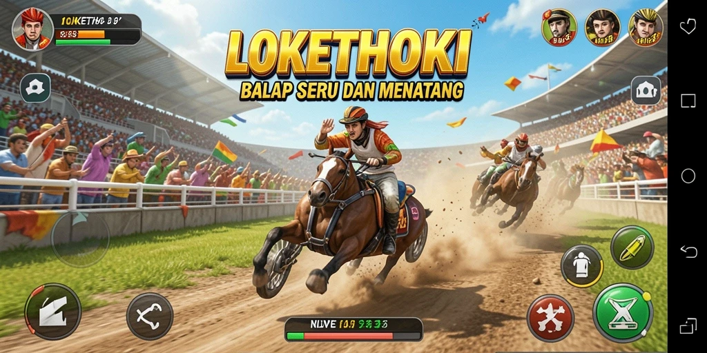 Tampilan gameplay seru saat balapan di LOKETHOKI.