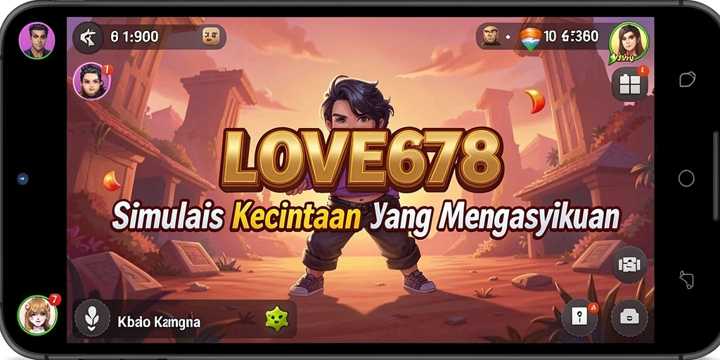 Tangkapan layar utama LOVE678 menunjukkan interaksi karakter yang mendalam.