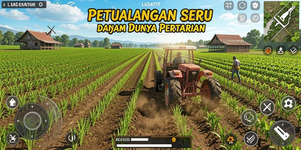 Screenshot gameplay <strong>LUSA777</strong> menunjukkan aktivitas menanam dan merawat tanaman.