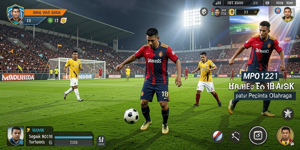 Tangkapan layar MPO1221 menampilkan aksi seru di lapangan sepak bola.