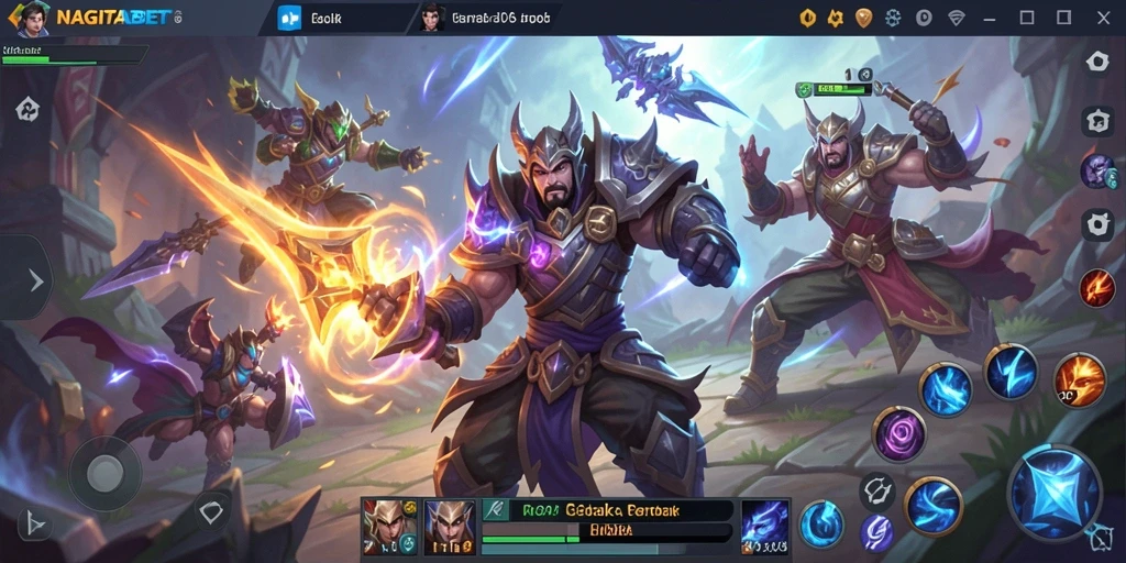 Tangkapan layar menunjukkan pertarungan seru dalam gameplay MOBA.