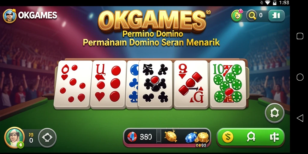 Tangkapan layar permainan aktif Domino dengan grafis menarik.