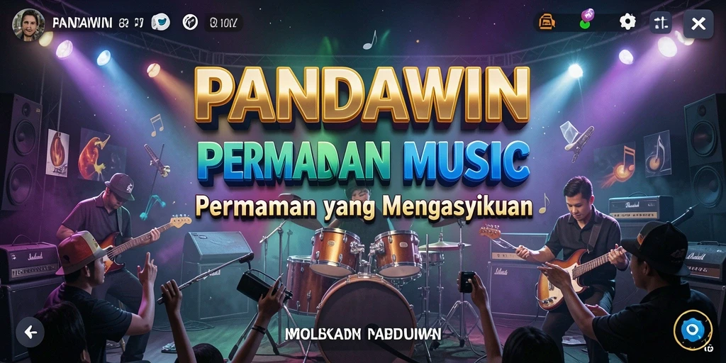 Tangkapan layar gameplay <strong>PANDAWIN</strong> menampilkan interaksi musik yang seru.