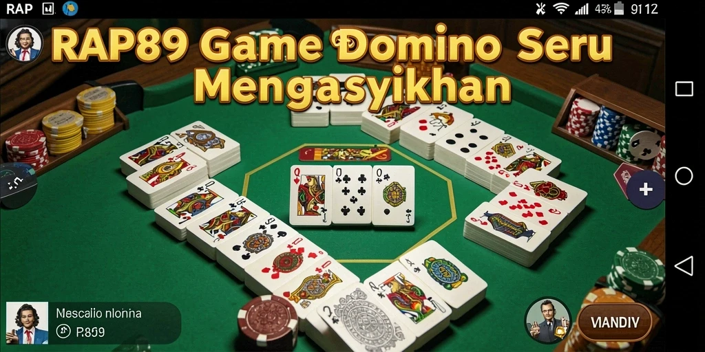 Screenshot utama RAP89 menampilkan gameplay Domino yang seru dan interaktif.