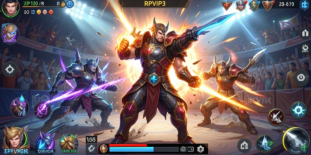 Tampilan screenshot RPVIP3 yang menunjukkan aksi pertarungan yang intens.