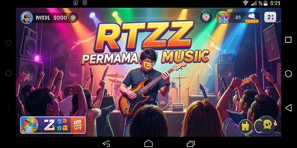 Tampilan gameplay RTZZ yang seru dengan berbagai tantangan musik.