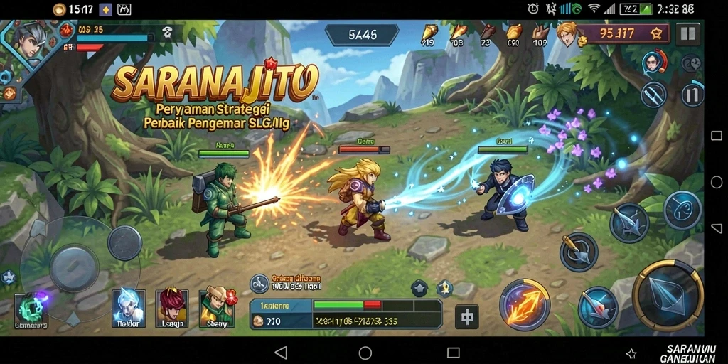 Tampilan gameplay seru dalam SARANAJITU yang penuh strategi.
