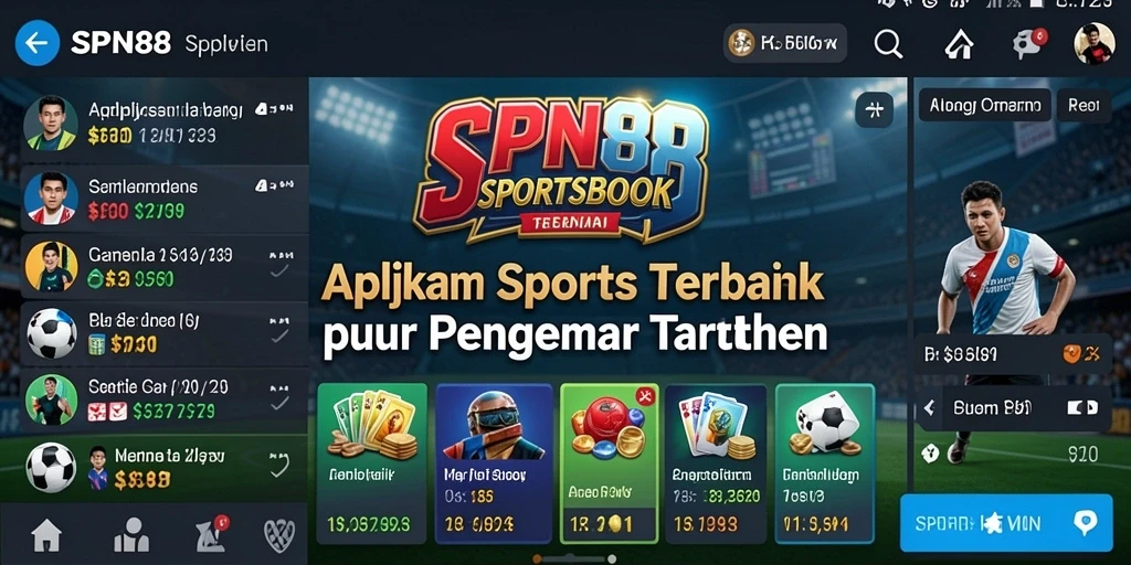 Screenshot utama SPN88 menampilkan antarmuka aplikasi Sportsbook yang menarik.