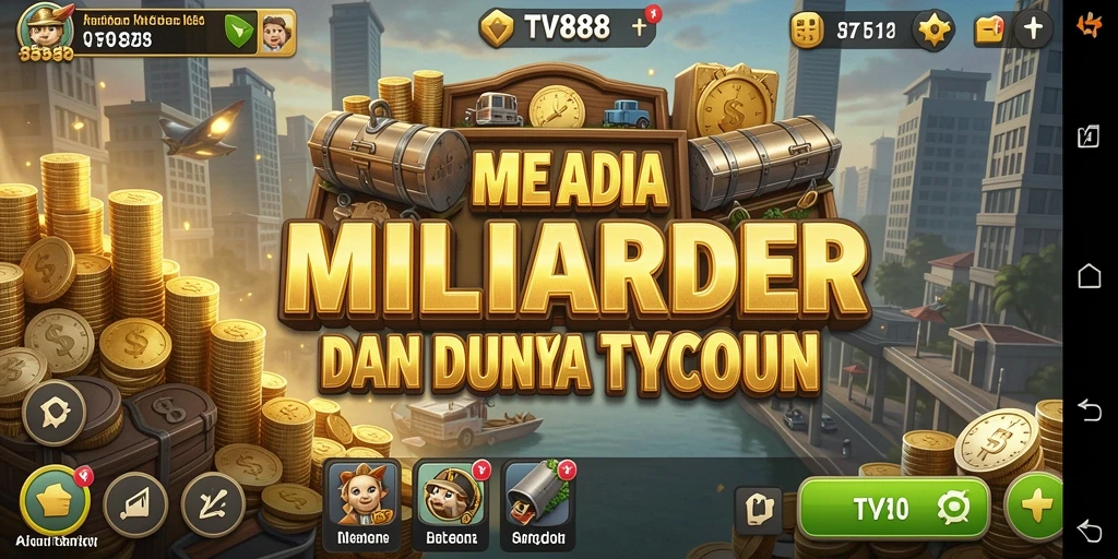 Tampilan gameplay TV888 yang seru dan strategis dalam membangun bisnis.