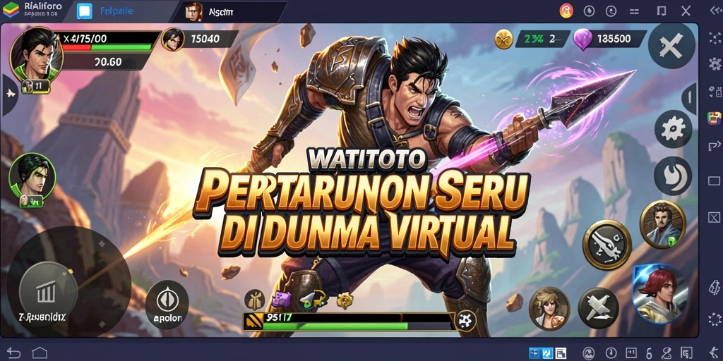 Screenshot menampilkan pertarungan mendebarkan antar karakter di WATITOTO.